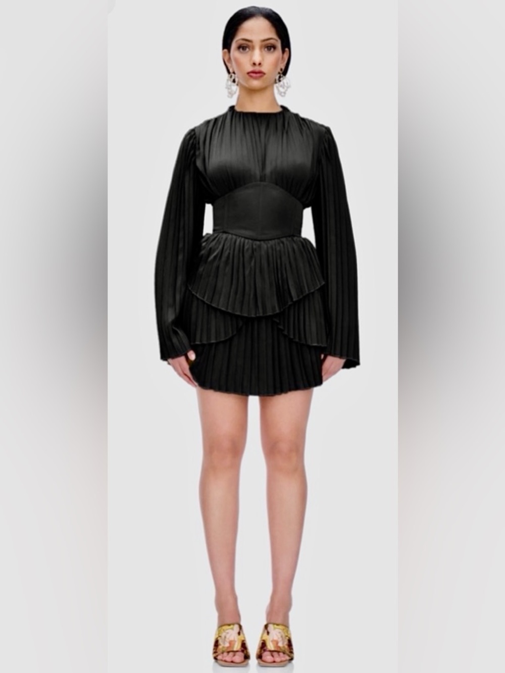 Andrea Iyamah Lenti Pleated Corset-Belt Minidress size XS NWT